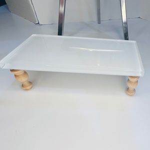 Shiny White Glass mini riser or doll house table (3"x6") Super Cute!